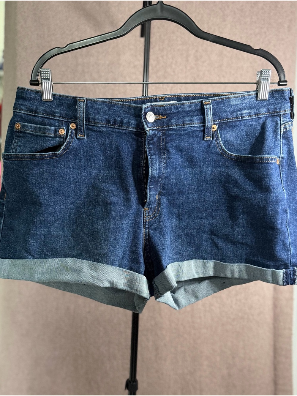 Denizen from Levi's Dark Blue Rolled Cuff Denim Shorts